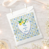 Sachets En Papier Carrelage bleu méditerranéen Italie Crest Citron M (Coupé)