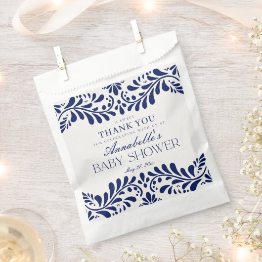 Sachets En Papier Carrelage bleu Talavera Fiesta Baby shower Dessert (Coupé)