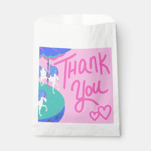 Sachets En Papier Carrousel whimsical chevaux rose bleu (Devant)