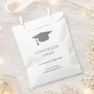 Sachets En Papier Carte de mortier gris simple Graduation moderne