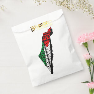Sachets En Papier Carte de Palestine avec drapeau et Motif Keffiyeg