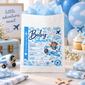 Sachets En Papier Carte d'embarquement d'avion Ourson Fête de naissa