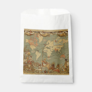 Sachets En Papier Carte du monde Antique 1886 Illustré
