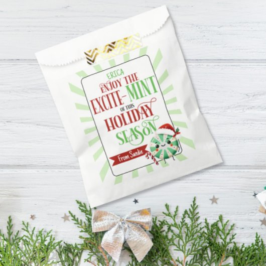 Sachets En Papier Carte Festive Excite-Mint avec nom personnalisé