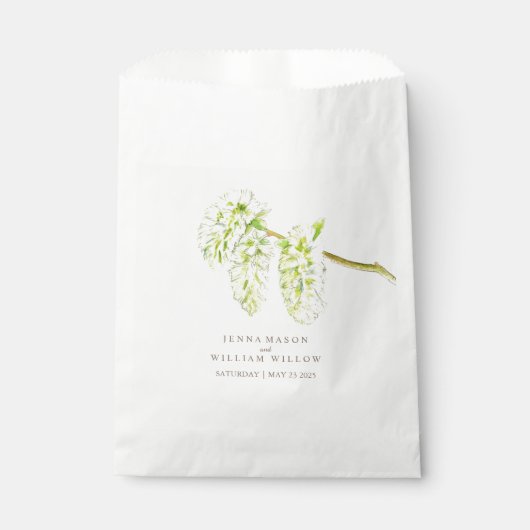 Sachets En Papier Casquette vert saule d'aquarelle couleur de mariag (Devant)