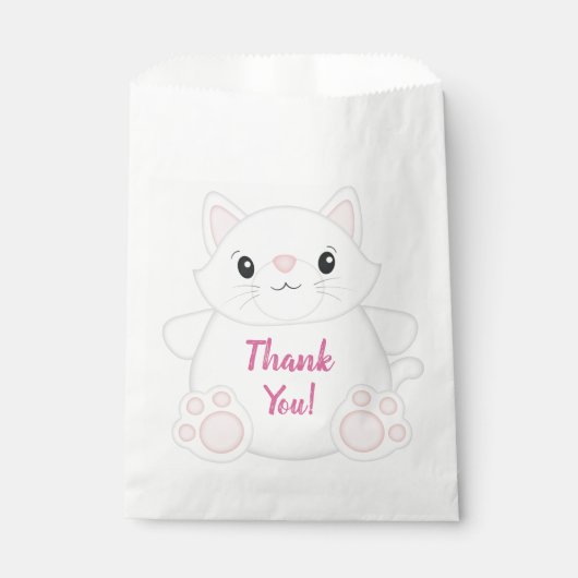Sachets En Papier Cat Anniversaire fête Kitty rose (Devant)