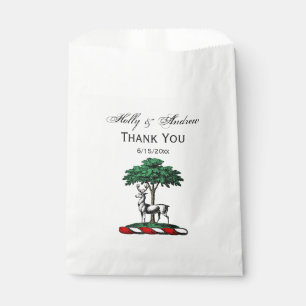 Sachets En Papier Cerf Daim devant un Arbre Emblème de Blason Crête