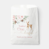 Sachets En Papier Cerf de premier anniversaire rose pâle en hiver (Devant)