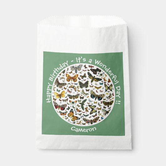 Sachets En Papier C'est un anniversaire papillon, collage d'objets p (Devant)