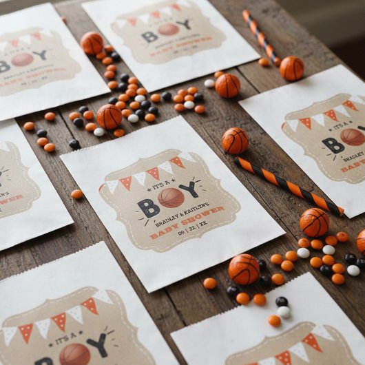 Sachets En Papier C'est un garçon ! Baby shower de base-ball à thème