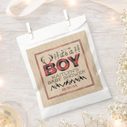 Sachets En Papier C'est un garçon ! Baby shower de bûcheron rustique (Coupé)