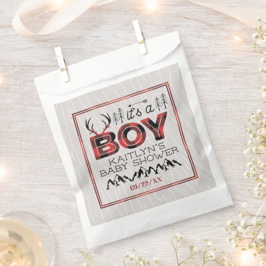 Sachets En Papier C'est un garçon ! Baby shower de bûcheron rustique (Coupé)