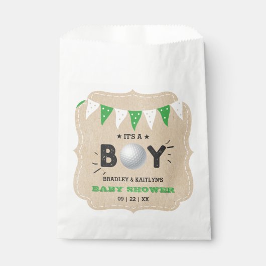 Sachets En Papier C'est un garçon ! Golf Thème Co-ed Baby shower (Devant)