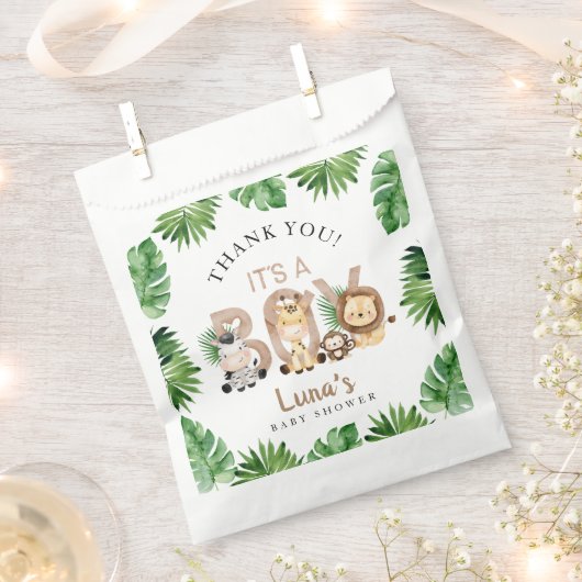 Sachets En Papier C'est un garçon Jungle Thème Baby shower Papier (Coupé)