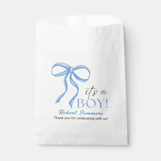 Sachets En Papier C'est un Ruban Bleu pour Garçon (Devant)