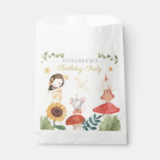 Sachets En Papier Champignon d'Anniversaire Fée Enchantée (Devant)