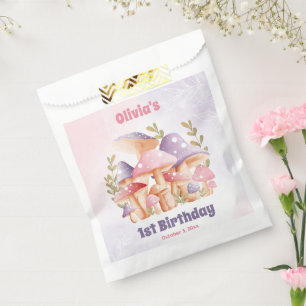Sachets En Papier Champignons violets roses Automne Anniversaire Fav
