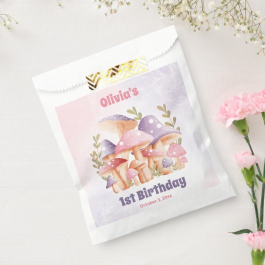 Sachets En Papier Champignons violets roses Automne Anniversaire Fav (Scellé)