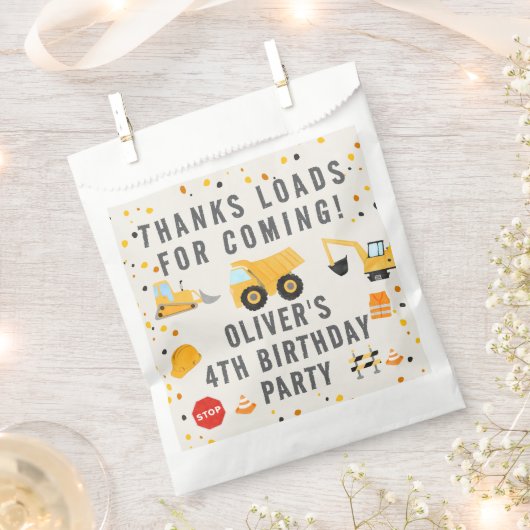 Sachets En Papier Chariots de construction fête d'anniversaire (Coupé)