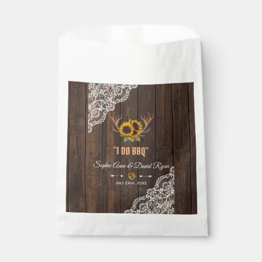 Sachets En Papier Charme Fleurs de soleil rustiques Antlers Dentelle (Devant)