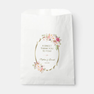 Sachets En Papier Charme rose Blush Floral Mariage de cadre or
