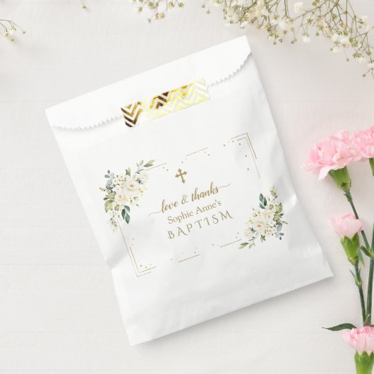 Sachets En Papier Charming Aquarelle Fleurs blanches Baptême (Scellé)