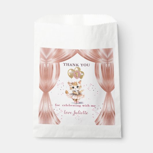Sachets En Papier Charming Dancing Kitten Photo First Birthday Girl (Devant)