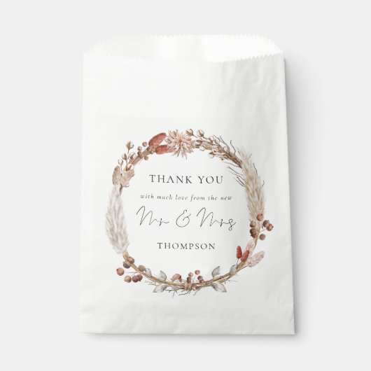 Sachets En Papier Châssis en laiton Rustique Pampas Nouveau M. Mme M (Devant)