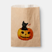 Sachets En Papier Chat d'Halloween en Citrouille (Devant)