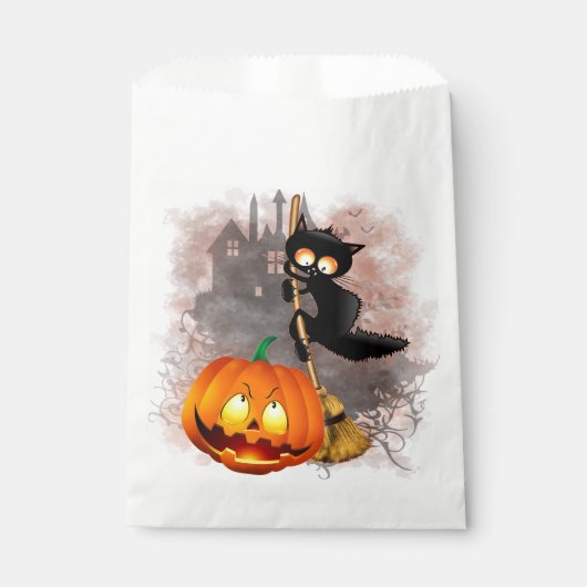 Sachets En Papier Chat effrayé par Citrouille Fun Halloween caractèr (Devant)
