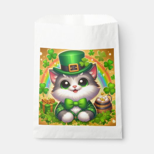 Sachets En Papier Chat mignon/chaton Saint Patrick's Day (Devant)
