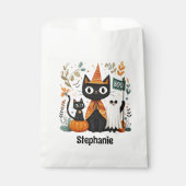 Sachets En Papier Chat noir mignon personnalisé et Halloween fantôme (Devant)