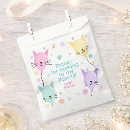 Sachets En Papier Chat rose Kitty Balloons Kitten Fête Fille Anniver (Coupé)