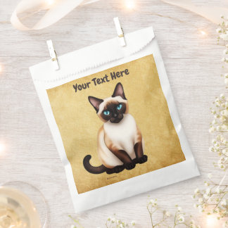 Sachets En Papier Chat Siamois Sur Vieux Papier