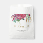 Sachets En Papier Chaud rose Magenta Floral Élégant Gold Script Coeu (Devant)