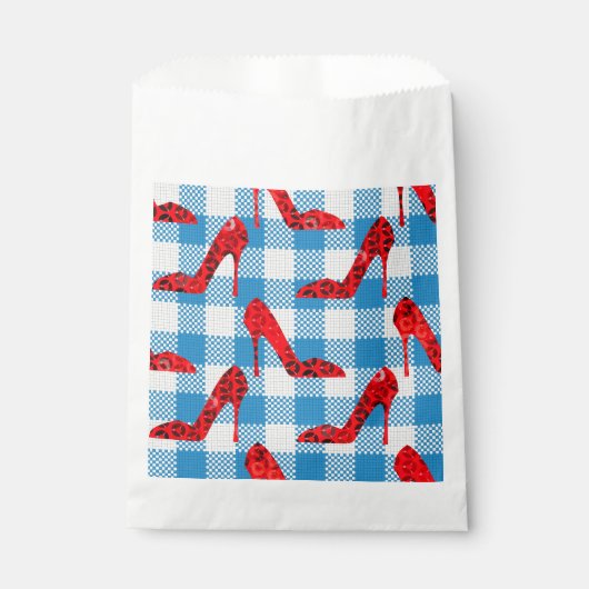 Sachets En Papier chaussons en vichy rubis bleu oz (Devant)