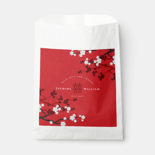 Sachets En Papier Cherry Blossoms & Double Bonheur Mariage chinois (Devant)
