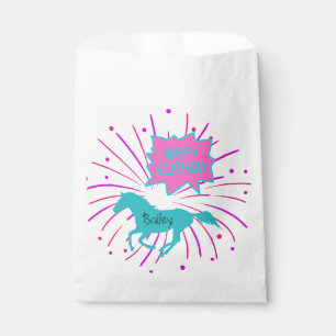 Sachets En Papier Cheval Joyeux Anniversaire rose violet Turquoise