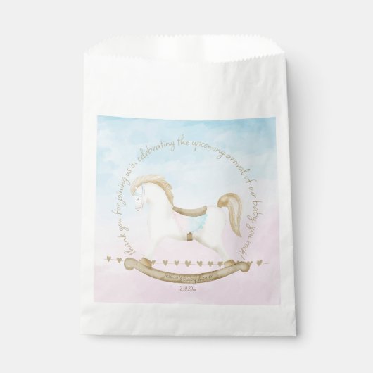 Sachets En Papier Cheval Rocher bleu rose Baby shower neutre pour le (Devant)