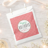 Sachets En Papier Chevron rouge et blanc "Joyeuses fêtes" Noël (Coupé)