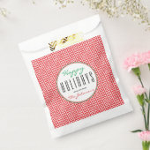 Sachets En Papier Chevron rouge et blanc "Joyeuses fêtes" Noël (Scellé)