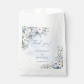 Sachets En Papier Chic aquarelle bleu et fleurs d'ivoire eucalyptus (Devant)