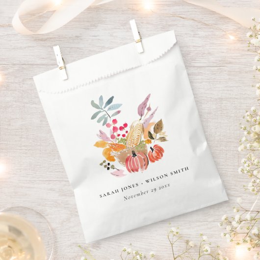 Sachets En Papier Chic Autumn Harvest Pumpkin Watercolor Wedding (Coupé)