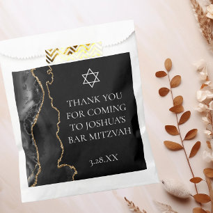 Sachets En Papier Chic Bar Mitzvah Fête Personnalisée en Agate Noir