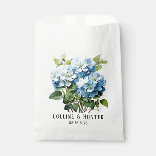 Sachets En Papier Chic Blue Hydrangea Floral Mariage (Devant)