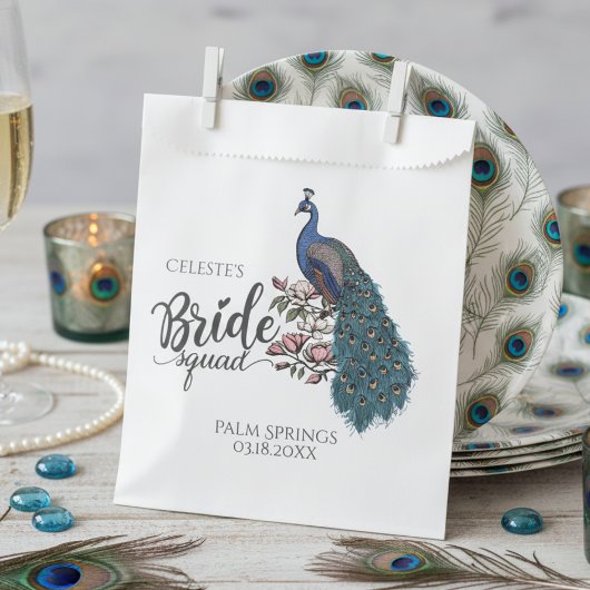 Sachets En Papier Chic Blue Peacock Bride Squad