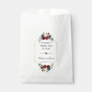 Sachets En Papier Chic Burgundy Navy Blue Floral Mariage MERCI