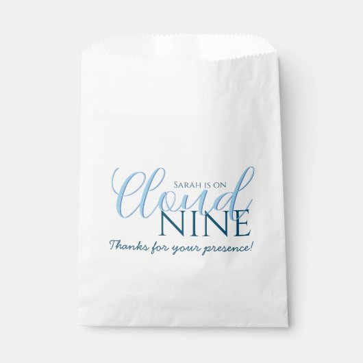 Sachets En Papier Chic Cloud Neuf moderne Script douche nuptiale (Devant)