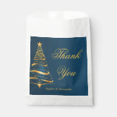 Sachets En Papier Chic Elegant or Noël Arbre Merci Mariage (Devant)
