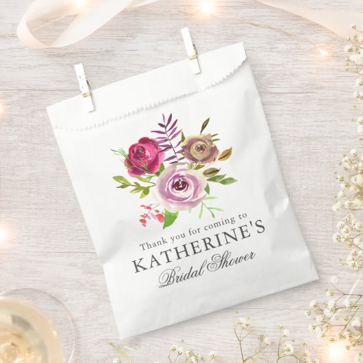 Sachets En Papier Chic Fête des mariées Fuchsia rose floral personna (Coupé)